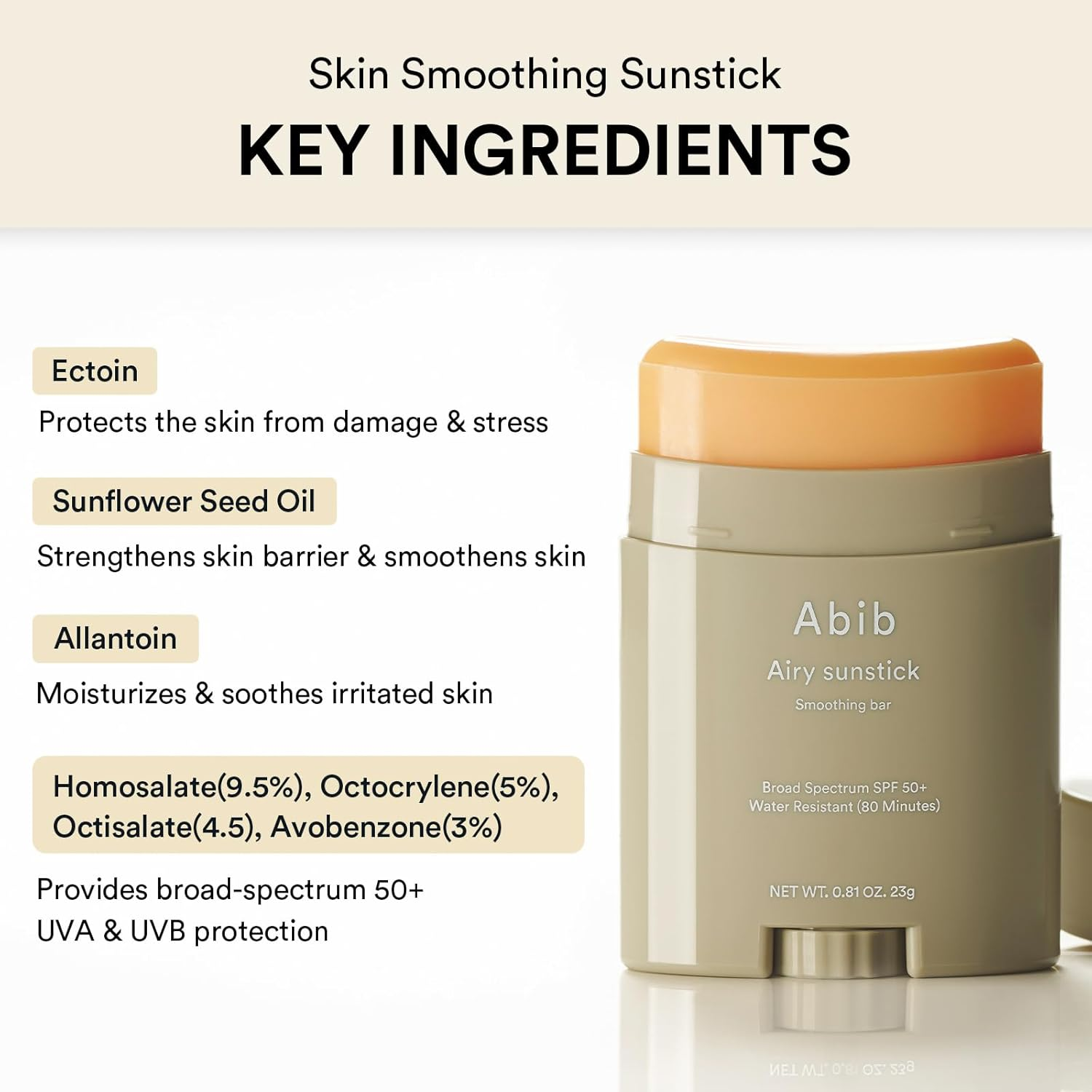 Abib Airy Sunstick Smoothing Bar Broad Spectrum SPF50+ 23 g