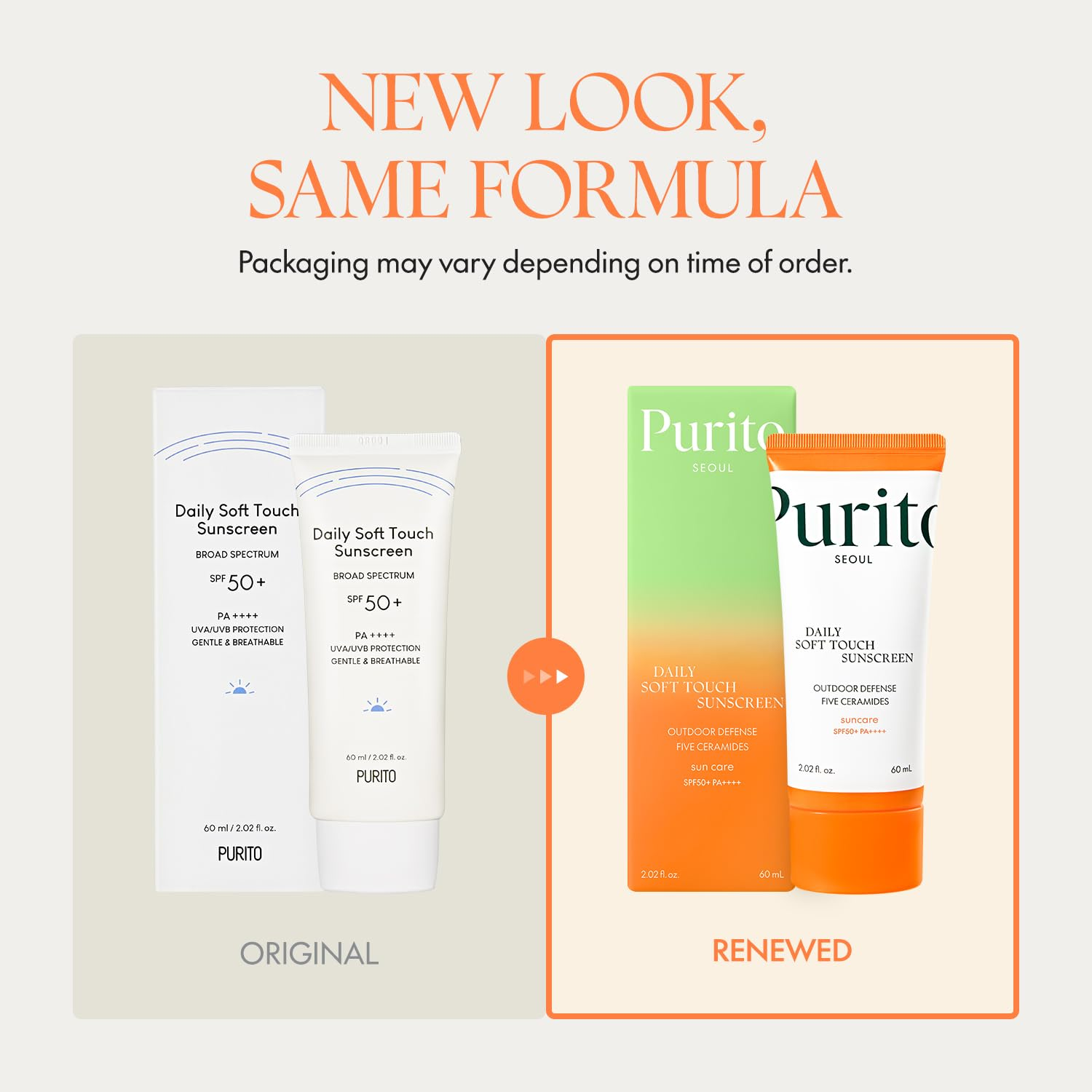 PURITO SEOUL Daily Soft Touch Sunscreen SPF 50+ PA++++ 60mL