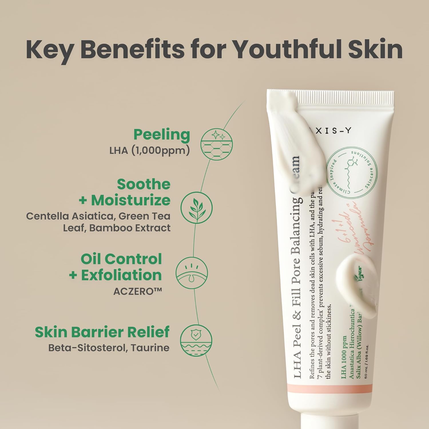 AXIS-Y LHA Peel & Fill Pore Balancing Cream | 50 ml / 1.69 fl. Oz.