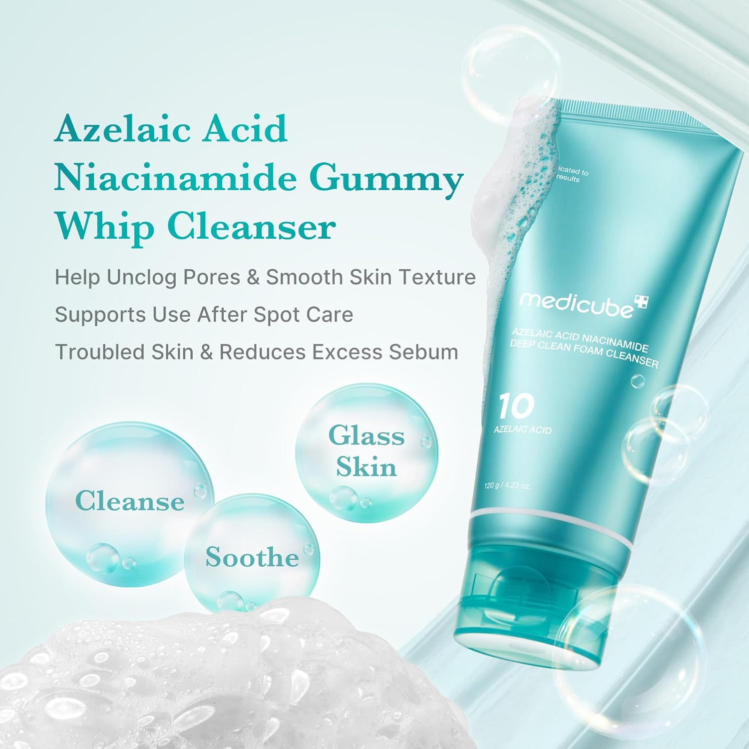 medicube Azelaic Acid And Niacinamide Deep Clean Foam Cleanser 120g