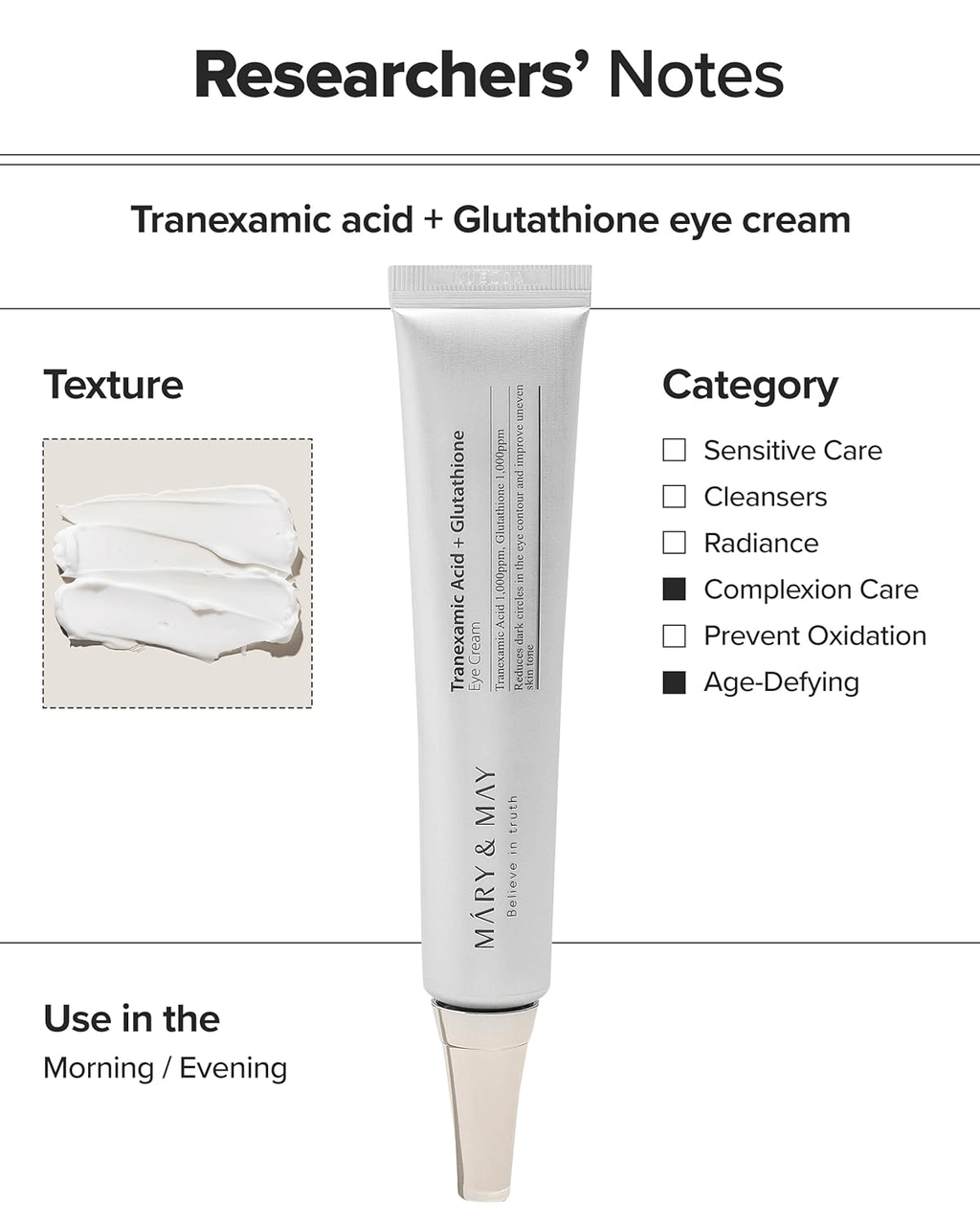 Mary & May Tranexamic Acid + Glutathione Eye Cream 30mL