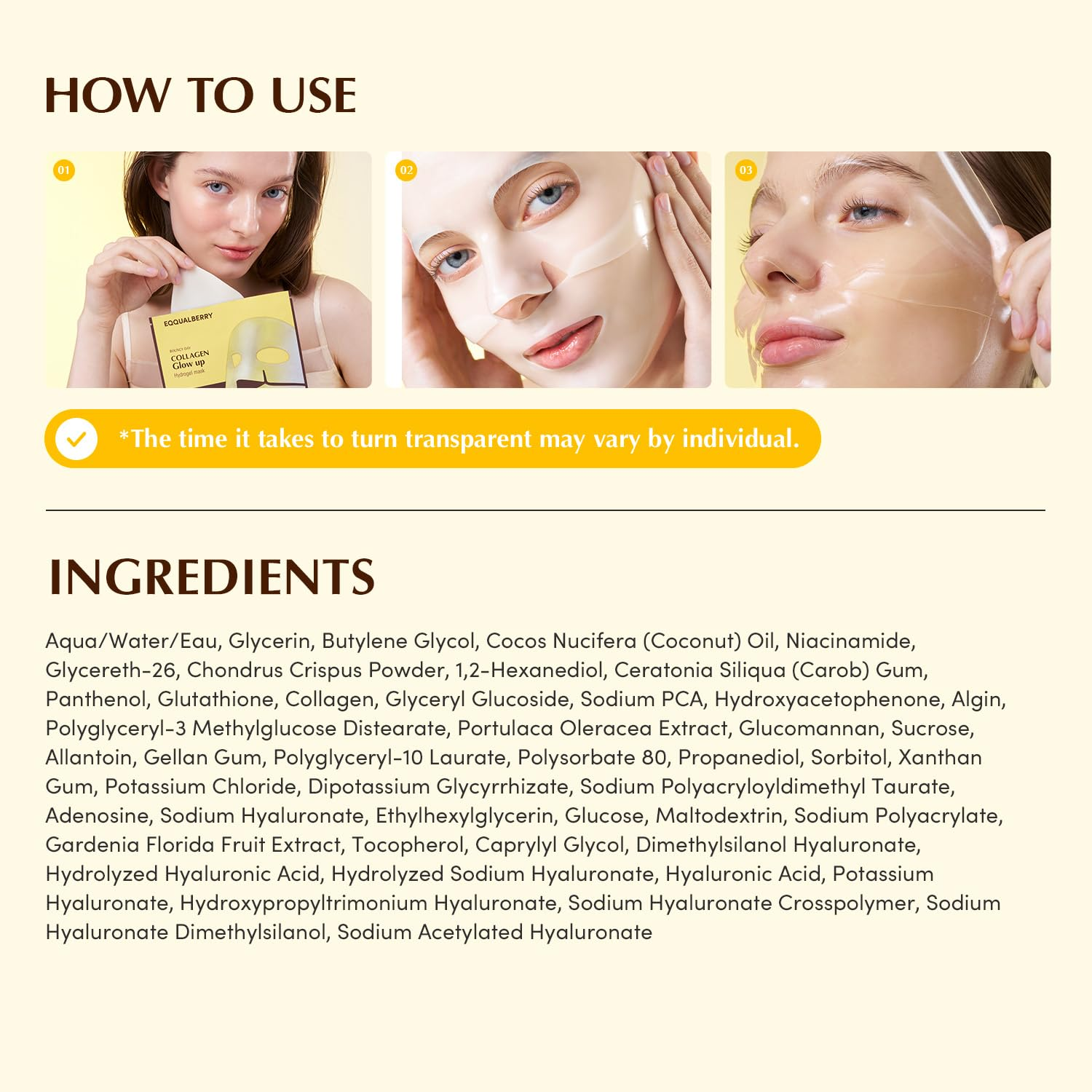EQQUALBERRY Collagen Glow Up Mask 30g x 4 Sheets