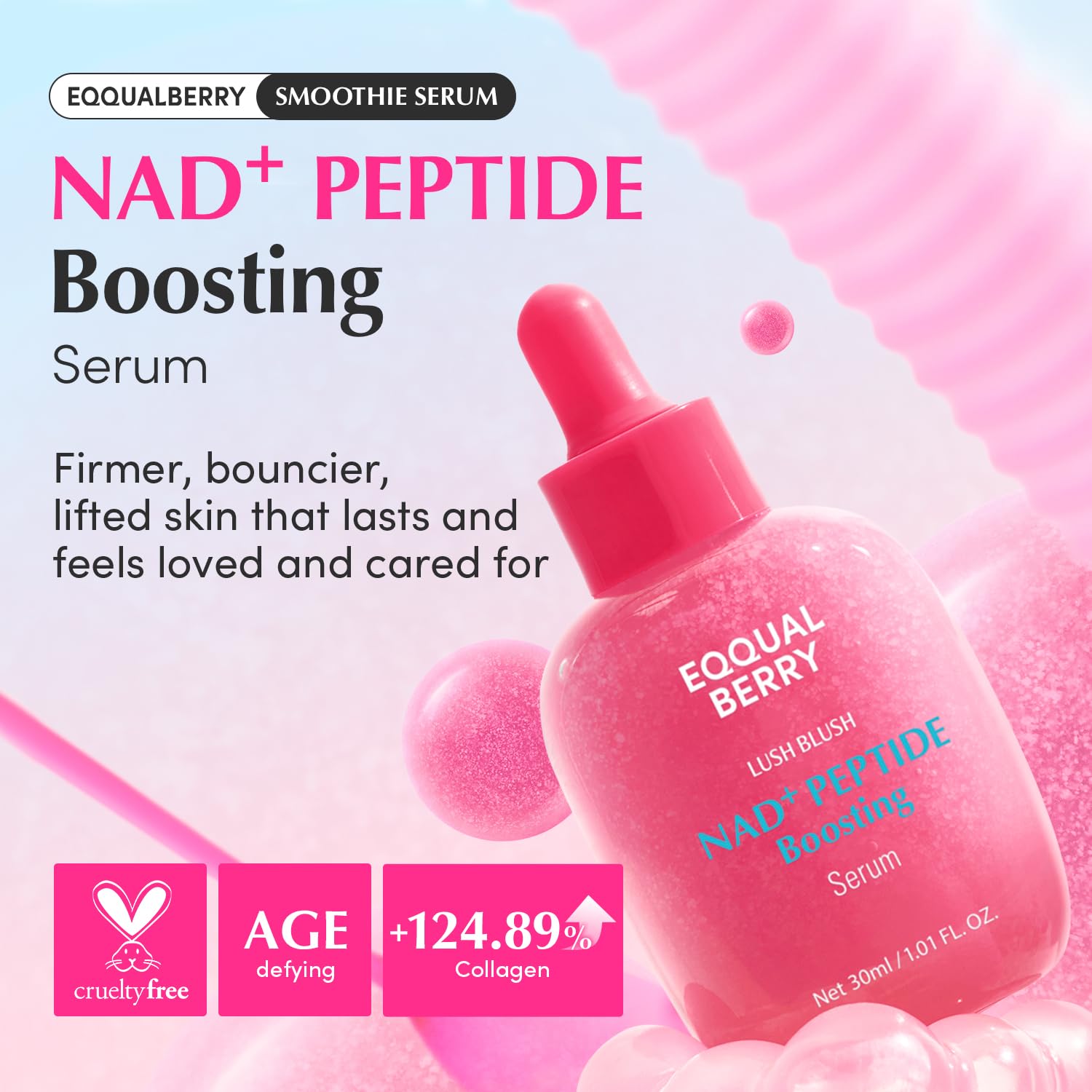 EQQUALBERRY Lush Blush NAD+ Peptide Boosting Serum 30 mL