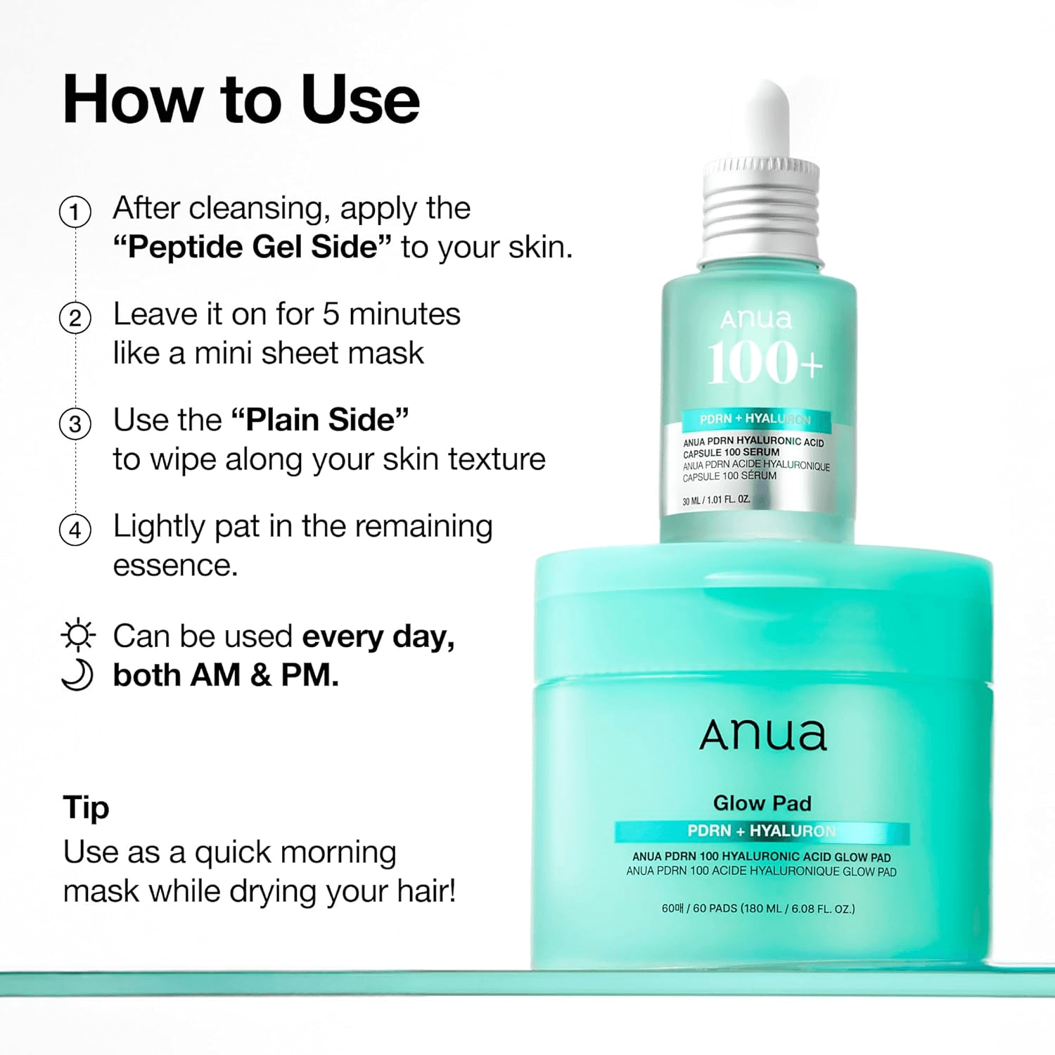 Anua PDRN 100 Hyaluronic Acid Glow 60 Pads
