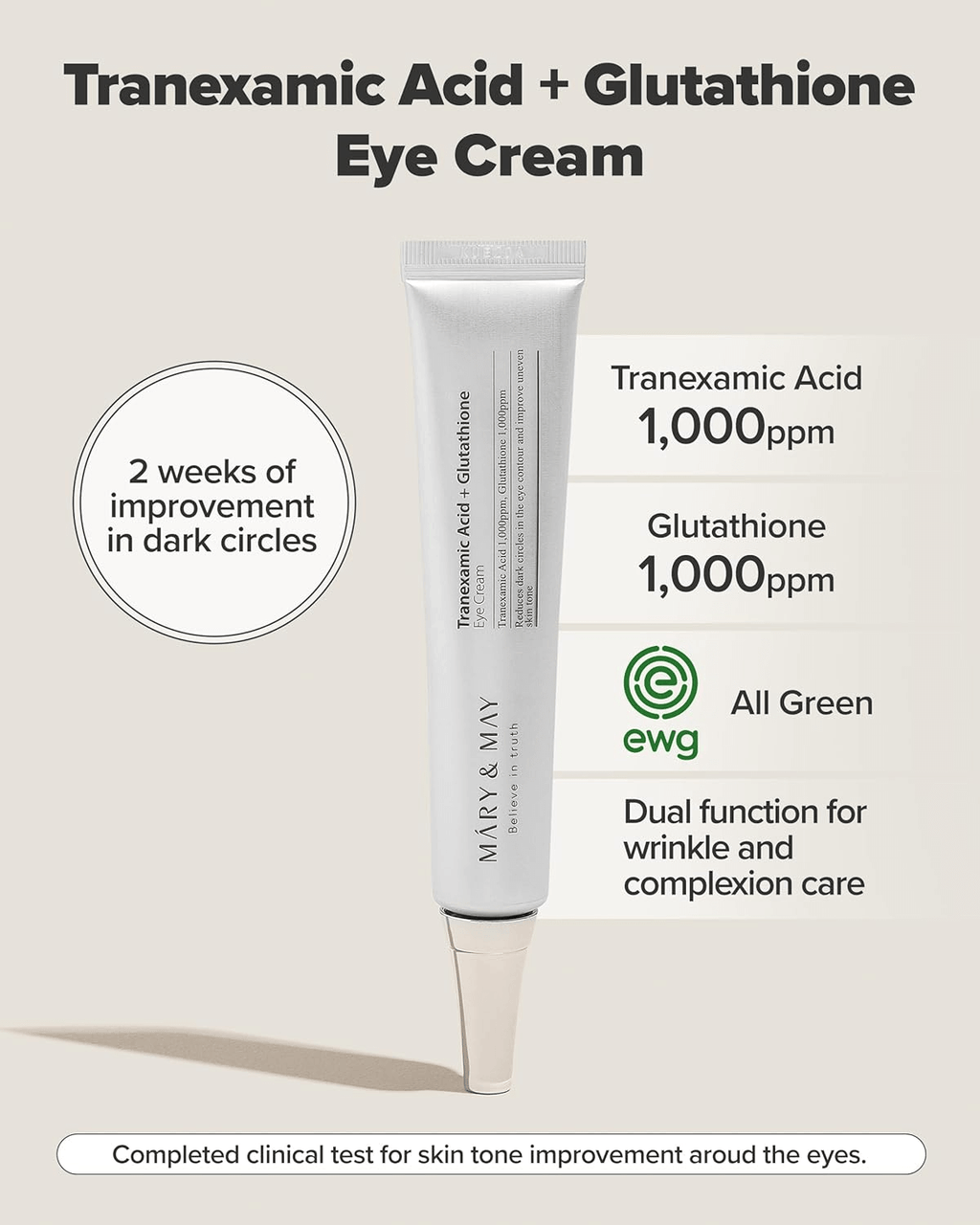 Mary & May Tranexamic Acid + Glutathione Eye Cream 30mL
