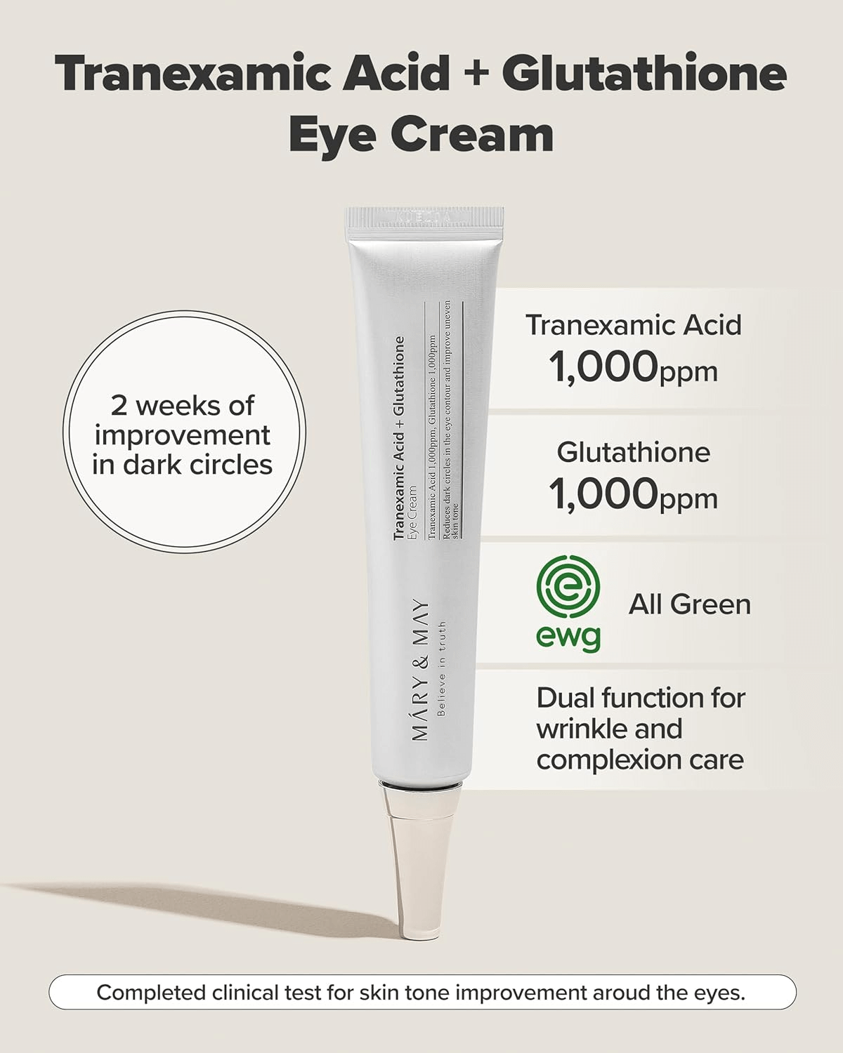 Mary & May Tranexamic Acid + Glutathione Eye Cream 30mL