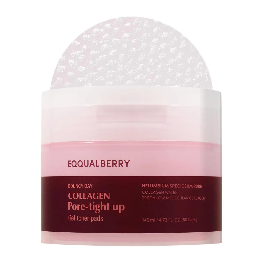 EQQUALBERRY Collagen Pore-Tight Up Gel Toner Pads 140mL (60 Pads)