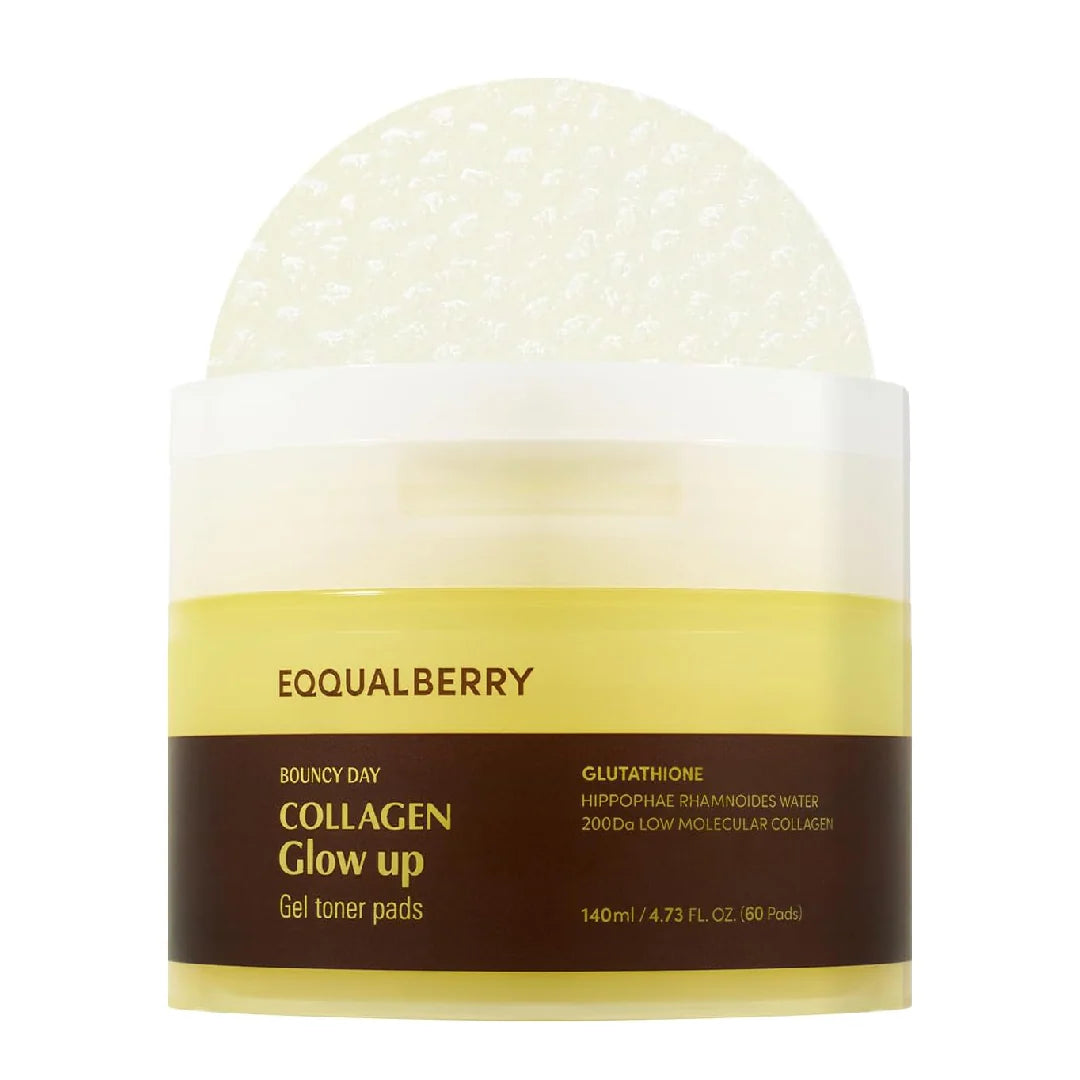 EQQUALBERRY Collagen Glow Up Gel Toner Pads 140mL (60 Pads)