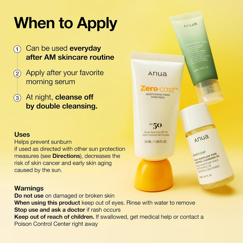 Buy Anua Zero-Cast Moisturizing Finish Sunscreen 50mL
