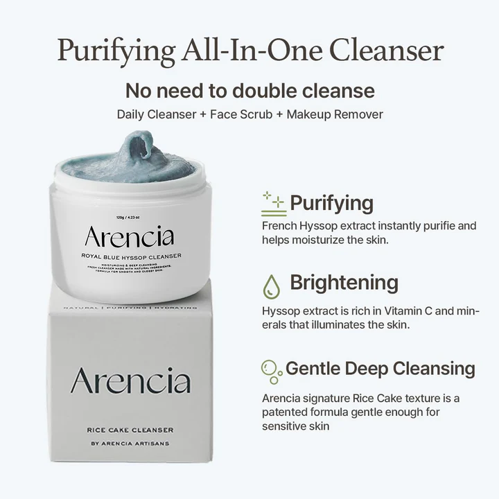 Arencia Blue Hyssop Rice Mochi Cleanser 120g